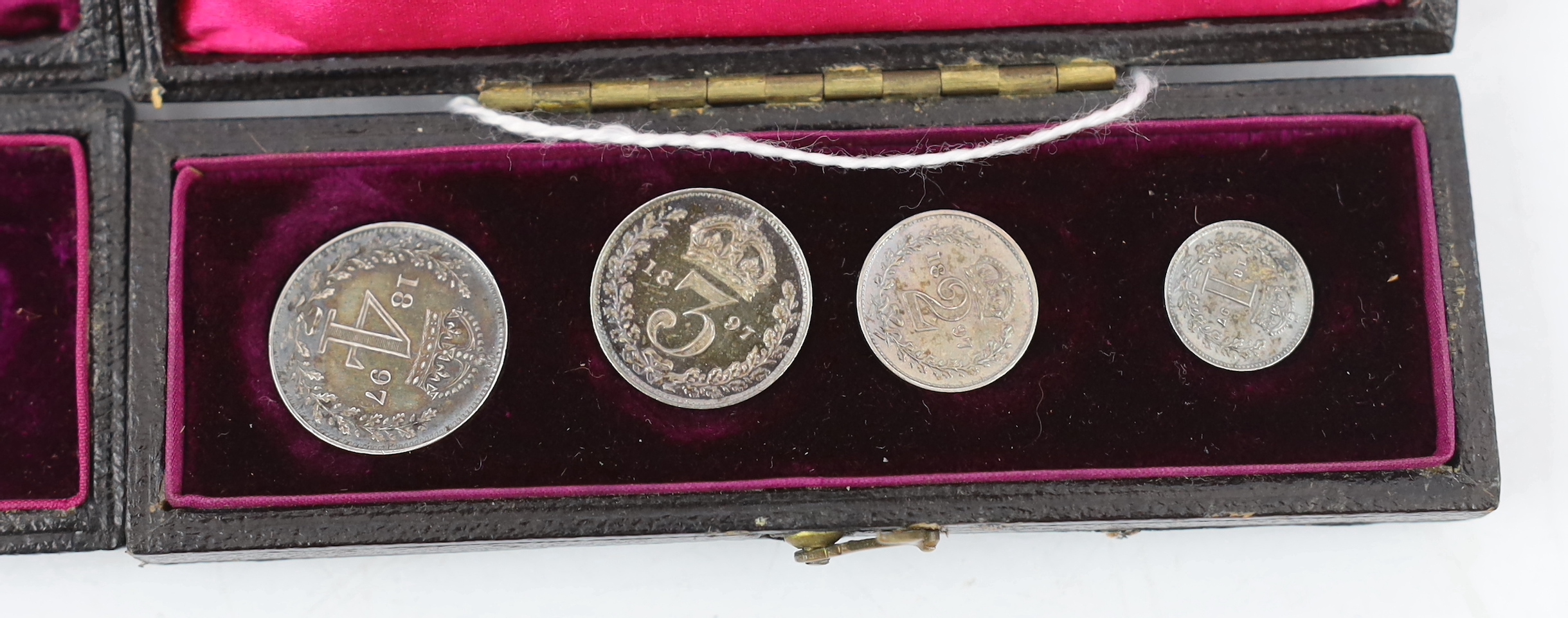 British coins, cased Victoria maundy coin set 1897, and cased Edward VII maundy coin set 1903 (2 cases)